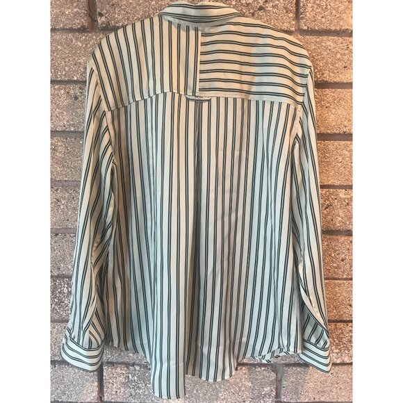 Rails Womens Spencer Striped Long-Sleeve Button-Down Shirt In Green & White - Picture 9 of 10